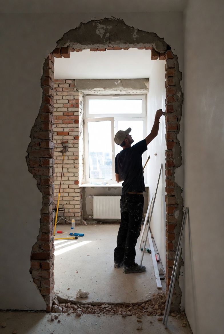 Team bei Renovierungsarbeiten